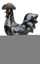 Black Western Country Cowboy Chicken Rooster Wearing Hat And Boots Figurine 8"H