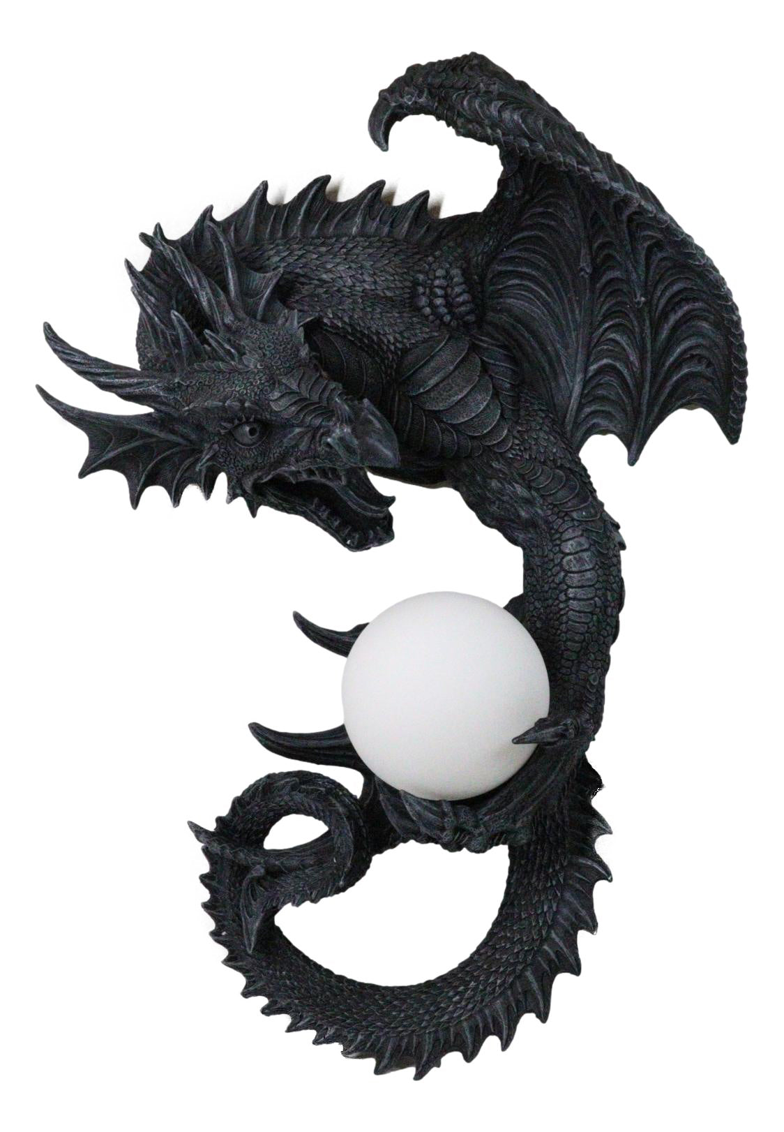 Ebros Gift Gothic Slithering Aetherflare Dragon Wall Orb Lamp with Claw Accent
