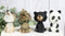 Whimsical Elephant Panda Black Bear And Wolf Set Of 4 Mini Bobblehead Figurines