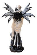 Large 4 Ft Spell Caster Winter Fairy With Dragon And Solar LED Lantern Statue