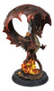 Red Hell Fire Flame Volcano Dragon Table Lamp With Towering Canopy Wings Statue