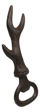 Set Of 2 Rustic Wildlife Cast Iron Stag Deer Antler Hand Beer Bottle Openers