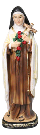 Carmelite Order Saint Theresa of Lisieux With Roses and Crucifix Figurine 11" H