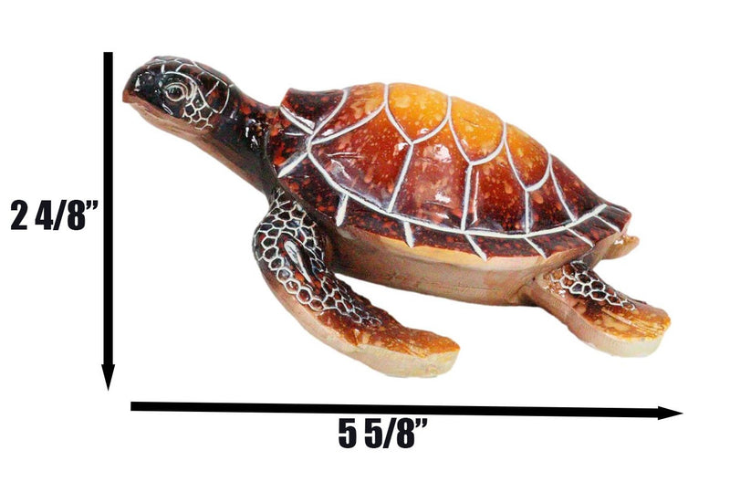 Nautical Ocean Brown Hues Giant Sea Turtle Swimming Decorative Figurine Tortoise