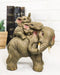 Safari Savanna Whimsical Elephant Father And 2 Calves On Piggyback Figurine 5"H