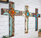 Pack Of 3 Rustic Western Tuscany Scrollwork Turquoise Amber Gems Wall Crosses