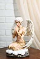 Praying Seraphim Angel With Golden Scrollwork Motif On Her Knees Figurine 6.25"H