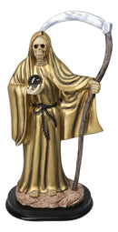 Gold Robe Santa Muerte With Scythe Patroness Of Wealth Decorative Figurine 12"H