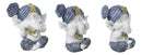 Set of 3 White Blue And Gold Turban See Hear Speak No Evil Ganesha Figurines