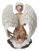 Praying Seraphim Angel With Golden Scrollwork Motif On Her Knees Figurine 6.25"H