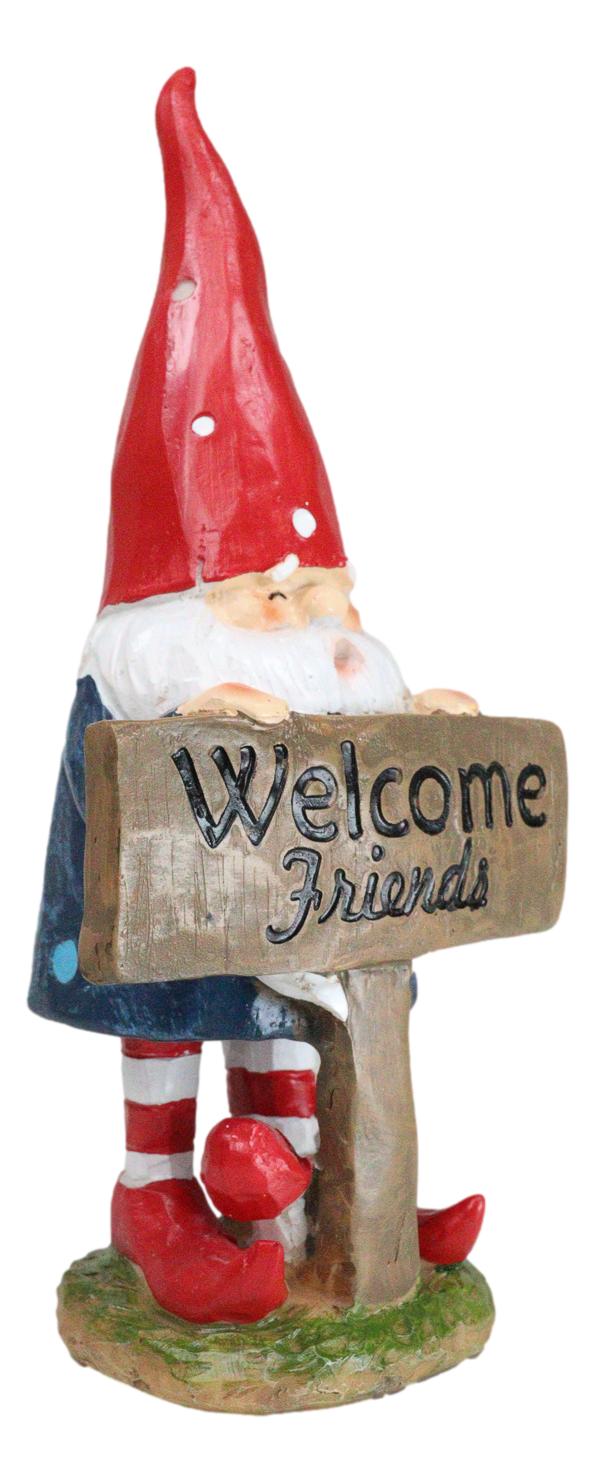 Whimsical Garden Mr Gnome By Toadstool Mushrooms Welcome Friends Sign Figurine