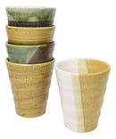 Abstract Art Tenmoku Glazed Ceramic 10oz Coffee Tea Cup Set of 5 Made In Japan