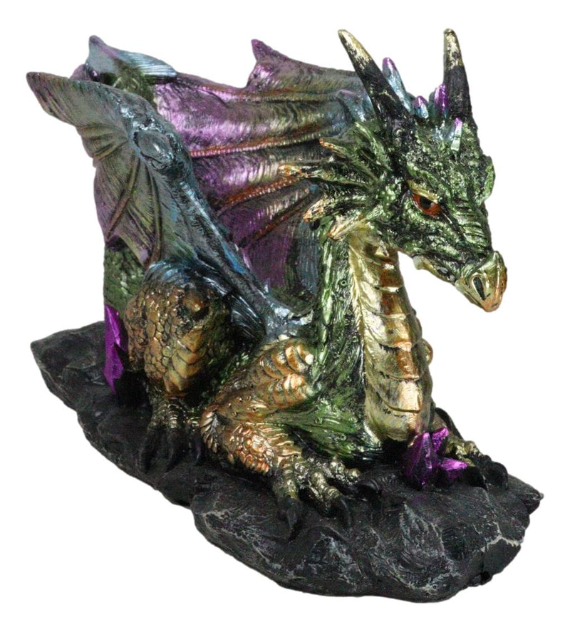 Voyage Of The Purple Iridescent Crystal Rainbow Dragon Wine Holder Statue 12"L
