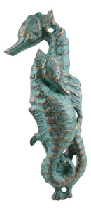 Nautical Coastal Marine Cast Iron Verdigris Seahorse Door Knocker Sea Horses