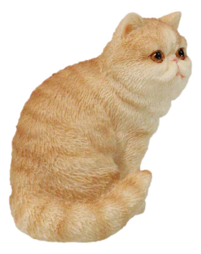 Realistic Feline Orange Tabby Kitty Cat Kitten Sitting Mini Figurine Glass Eyes