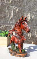 Western Brown Mare and Foal Horse Figurine Realistic Equine Family Sculpture