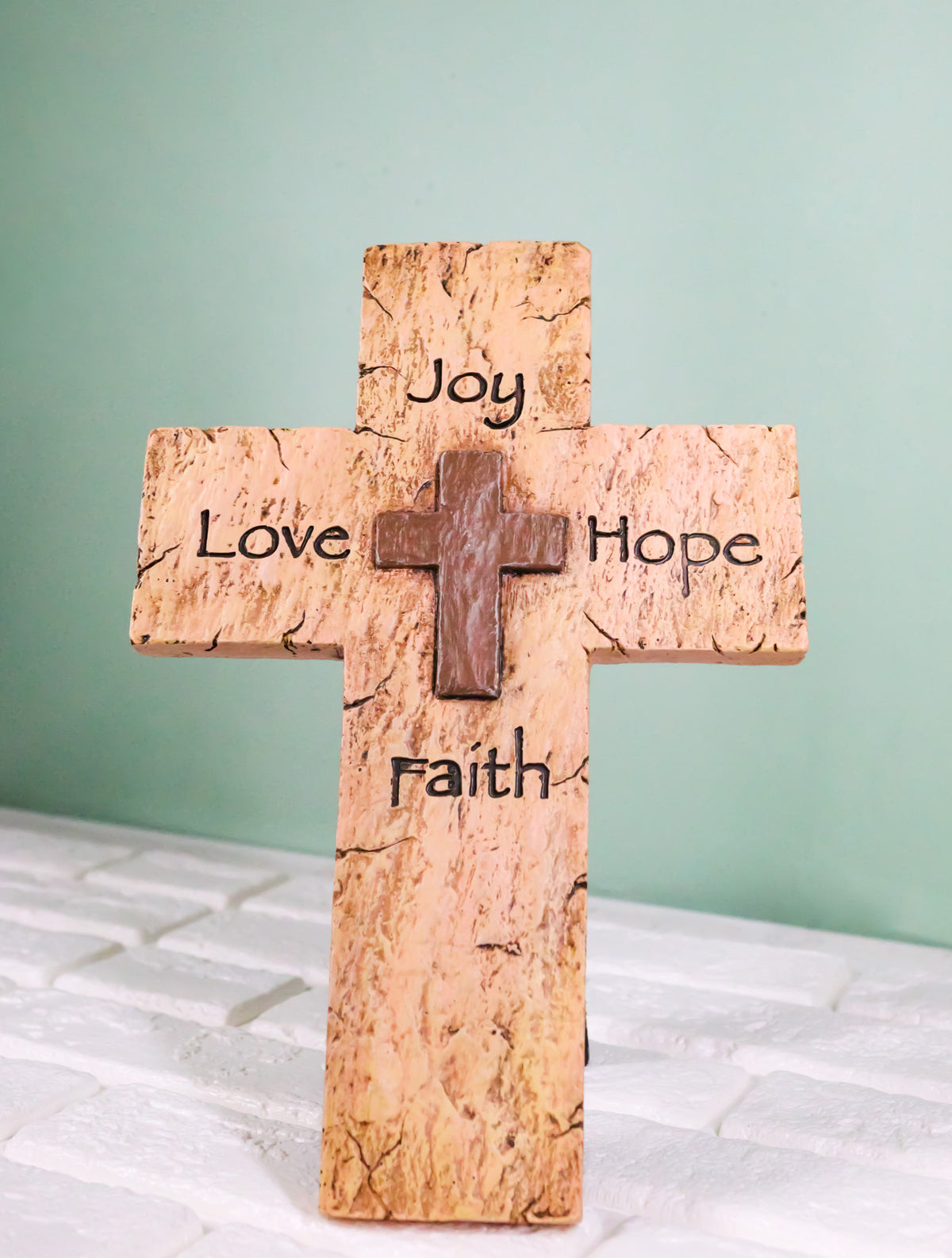 Rustic Inspirational Tuscany Vintage Love Joy Hope Faith Layered Wall Cross
