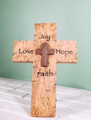 Rustic Inspirational Tuscany Vintage Love Joy Hope Faith Layered Wall Cross