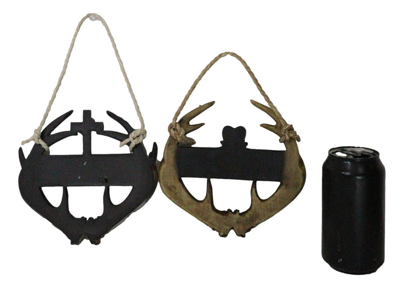 Set of 2 Rustic Western Deer Antlers Blessed And Welcome Wall Signs Ornaments