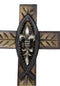 Rustic Ichthys Jesus Fish With Fleur De Lis Olive Carving Faux Wood Wall Cross