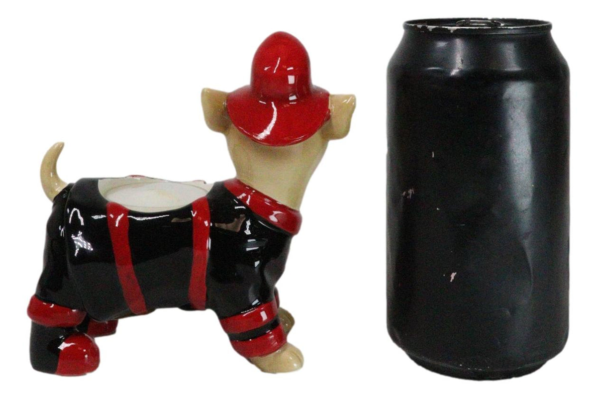 Happy Birthday Fireman Frank In Fire Gear Dog Ceramic Tea Light Candle Holder