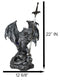 Stone Grey Dragon Holding Blue Orb and Drake Skull Sword Letter Opener Figurine
