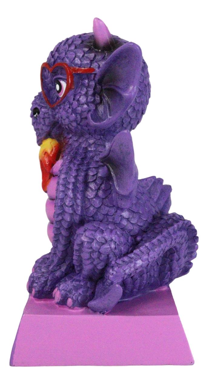 Fantasy Purple Koan Cartoon Chibi Dragon Collectible Figurine I Love Dragons! - Ebros Gift
