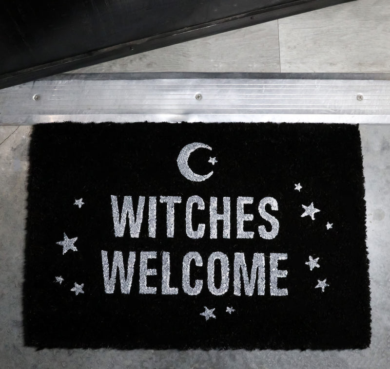 Witches Welcome Crescent Moon And Stars Coir Coconut Fiber Floor Mat Doormat