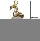 Gold Leaf Resin Mermaid Siren Sunbathing On Giant Ocean Rock Figurine 10.75"H