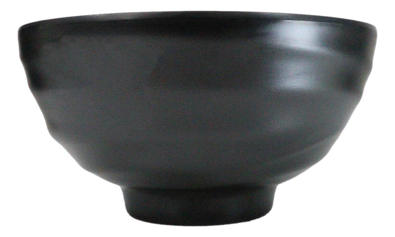 Pack Of 6 Modern Ridged Matte Black Melamine Deep Ramen Soup Pasta Bowls 46oz