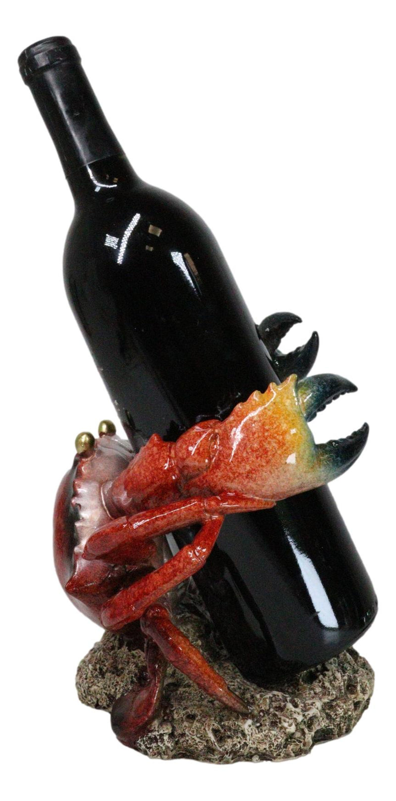 Ocean Marine Giant Stone Anthropod Crab With Black Claws Wine Bottle Holder