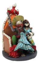 Day of The Dead Hasta La Muerte Pablo Skeleton Couple Red Roses Throne Figurine