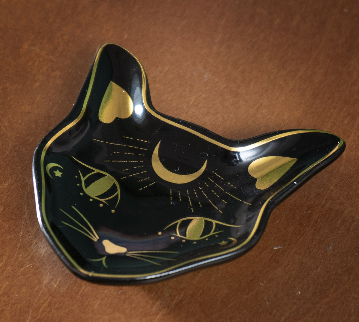 Wicca Astrology Witchcraft Mystic Mog Black Feline Cat Trinket Jewelry Dish - Ebros Gift