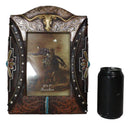 Western Longhorn Tooled Silver Concho Turquoise Gems Picture Photo Frame 5"X7"