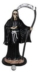 Large 2 Feet Protection Santa Muerte Skeleton With Scythe in Black Robe Statue