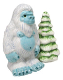 Himalayan Abominable Snowman Yeti And Pine Tree Ceramic Salt Pepper Shakers Set