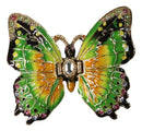 Green Monarch Butterfly Pewter Austrian Crystals Bejewelled Trinket Jewelry Box