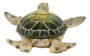 Marine Swimming Green Shell Sea Turtle Decorative Jewelry Trinket Box Figurine