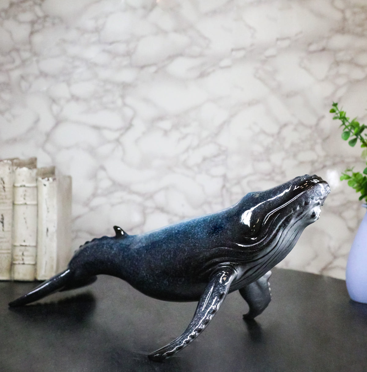 Marine Large Baleen Blue Whale Figurine Statue Ocean Wildlife Sculpture 17"Long