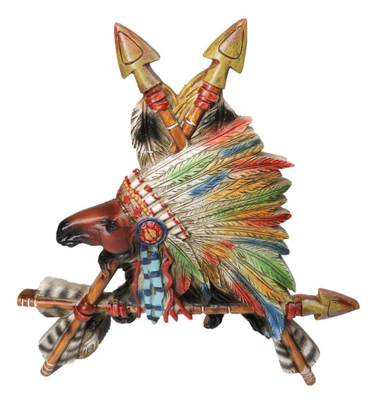 Native Tribal American Indian Chief Horse In Headdress With 3 Arrows Wall Decor