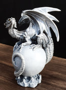 Fantasy Wyrmling White Shadow Ghost Dragon Sleeping On Gray Moon Figurine
