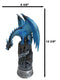 Blue Elemental Ice Dragon Perching On Medieval Stonewall Castle Tower Figurine