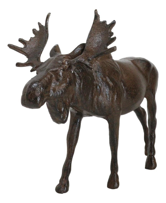 Cast Iron Large Emperor Stag Elk Bull Moose In Bronze Finish Figurine 11.25"L - Ebros Gift