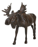 Cast Iron Large Emperor Stag Elk Bull Moose In Bronze Finish Figurine 11.25"L - Ebros Gift