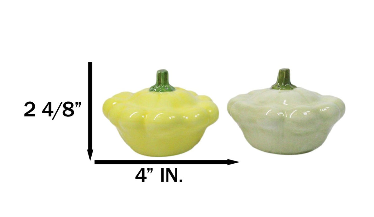Ceramic Autumn Festive Yellow And Green Squash Salt And Pepper Shakers Set - Ebros Gift