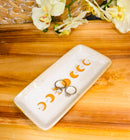 Cream White Ceramic Wicca Witchcraft Moon Phase Trinket Tray Dish Platter 7"L