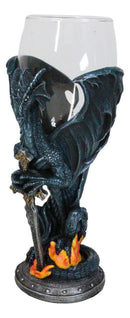 Fantasy Netherworld Fire Dragon Excalibur Blade Sword Glass Wine Goblet Chalice