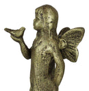 Cast Iron Rustic Enchanted Fantasy Girl Fairy Pixie Faerie With Bird Figurine