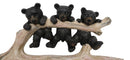 Rustic 3 Naughty Black Bears Dangling On Tree Branch 3 Pegs Triple Wall Hook
