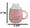 Whimsical Pastel Pink Feline Kitty Cat Cup Mug With Lid And Stirring Spoon